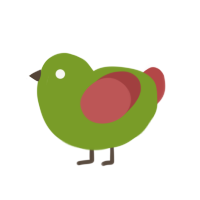 sprout, a chartreuse and red chicken