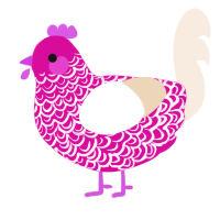 A fuchsia and cream chicken with a double-lace pattern