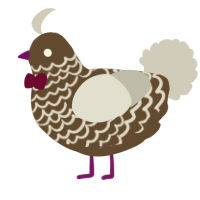 A bark and silver chicken with a lace pattern