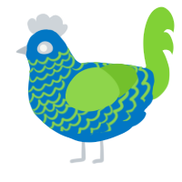 A sapphire and grass chicken with a lace pattern