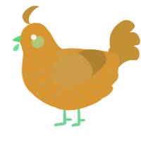 A orange and gold chicken with a speckle pattern