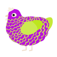 A amethyst and lime chicken with a lace pattern