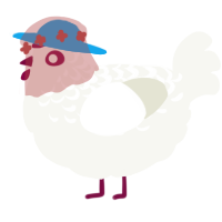A white chicken with a half-lace pattern