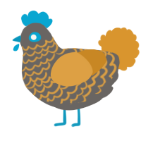 A grey and orange chicken with a lace pattern