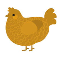 A ochre chicken with a lace pattern