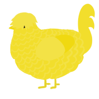 A yellow chicken with a lace pattern