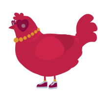 A crimson chicken with a neck-band pattern