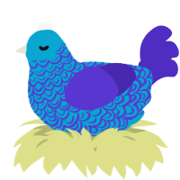 A cerulean and indigo chicken with a double-lace pattern