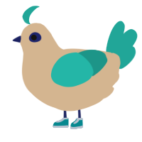 Mala, a beige and turquoise chicken