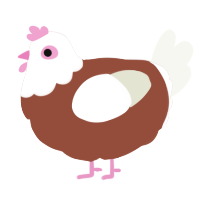 A russet and white chicken with a head pattern
