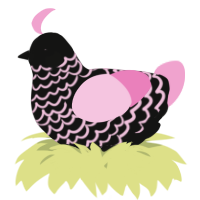 A black and pink chicken with a lace pattern