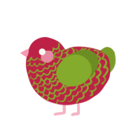 (unnamed), a crimson and chartreuse chicken with a lace pattern