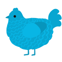 A cerulean chicken with a lace pattern