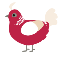 A crimson and cream chicken with a neck-band pattern