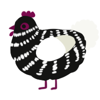 A black and white chicken with a bar pattern