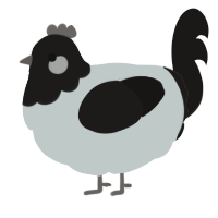 A silver and sable chicken with a head pattern