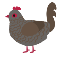 A grey and bark chicken with a lace pattern