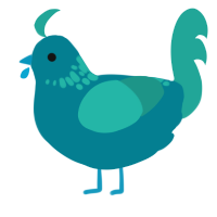 A sea and turquoise chicken with a neck-speckle pattern