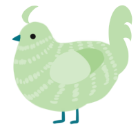 A gluppy chicken with a bar pattern