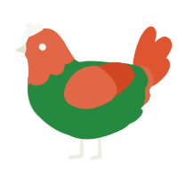 A viridian and vermilion chicken with a head pattern
