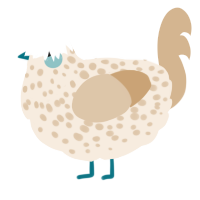A cream and beige chicken with a speckle pattern
