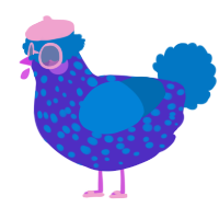 A indigo and sapphire chicken with a speckle pattern