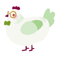 A white and gluppy chicken with a neck-band pattern
