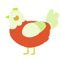 A vermilion and apple chicken with a head pattern