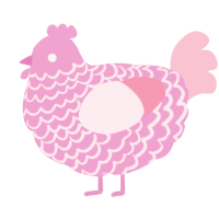 A pink and rose chicken with a lace pattern