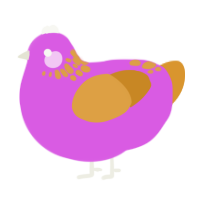 A orchid and orange chicken with a neck-speckle pattern