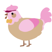 A beige and pink chicken with a head pattern