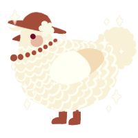 A cream chicken with a lace pattern