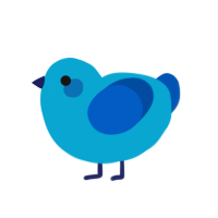 Bluey, a cerulean and ultramarine chicken