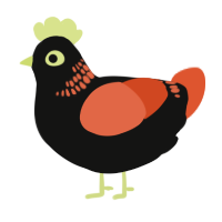 A black and vermilion chicken with a neck-band pattern