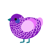 Violet, a violet and lavender chicken with a lace pattern