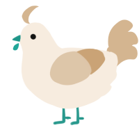 A cream and beige chicken