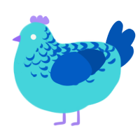 A aqua and ultramarine chicken with a half-lace pattern