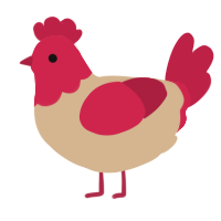 A beige and crimson chicken with a head pattern