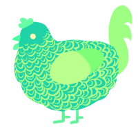 A cerulean and mint chicken with a double-lace pattern