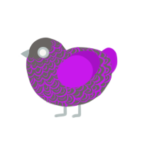 Blight, a black and blurple chicken with a double-lace pattern