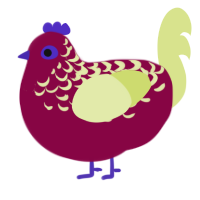 A maroon and lemon chicken with a half-lace pattern