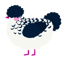 A white and tumblr chicken with a half-lace pattern