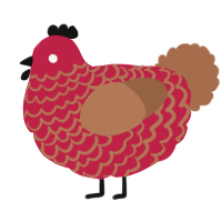 A crimson and brown chicken with a lace pattern