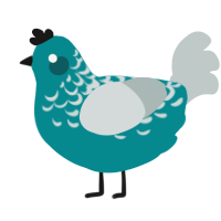 (unnamed), a teal and silver chicken with a half-lace pattern