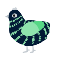 A tumblr and spring chicken with a bar pattern