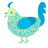 A apple and cerulean chicken with a double-lace pattern
