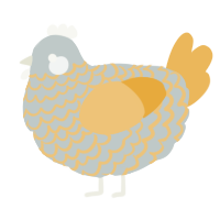 A silver and honey chicken with a lace pattern