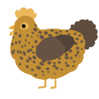 A gold and bark chicken with a speckle pattern