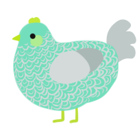 A mint and silver chicken with a double-lace pattern