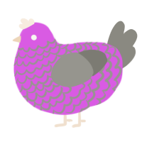 A orchid and ash chicken with a lace pattern